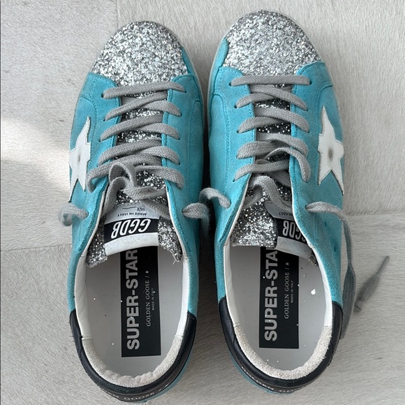 GGDB Turquoise and Silver Glitter Sneakers
